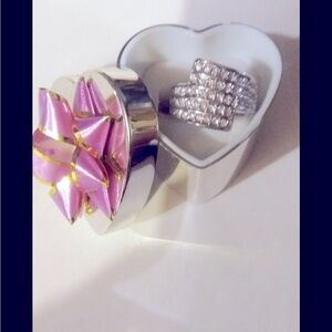 Elegant Silver Women's Ring Set Diamond Layered Silver CZ ring w/GIFT box